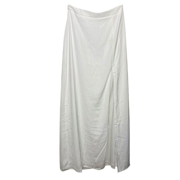 Lulus Maxi Skirt Womens M White Side Slit Lined Minimalist Formal High Rise - Picture 1 of 14
